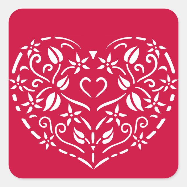 Filigree Heart Square Sticker (Front)