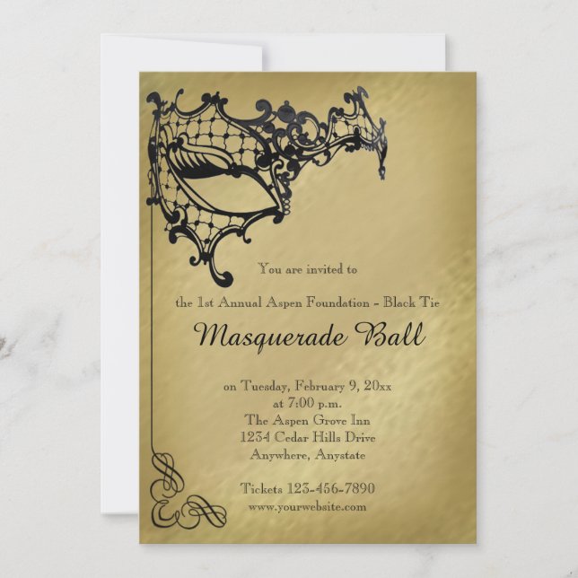 Filigree Masquerade Mardi Gras Ball Invitation (Front)
