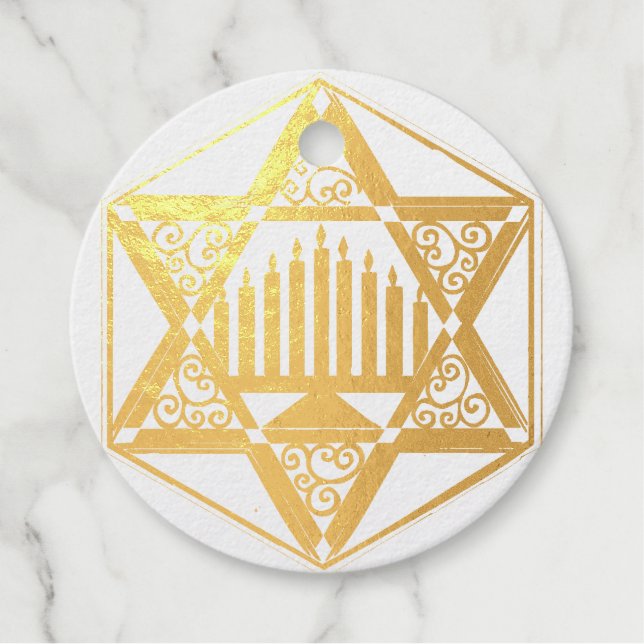Filigree Menorah Hannukah Favour Tags (Front)