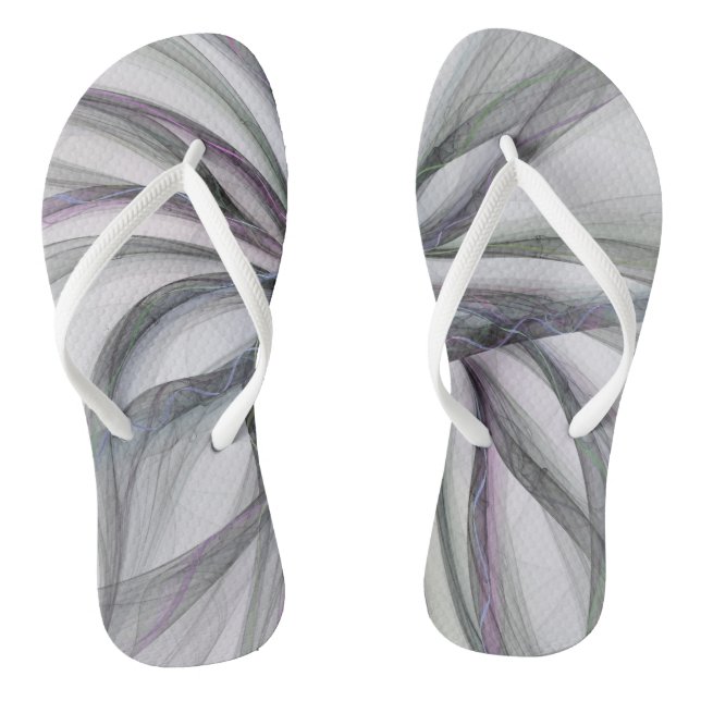 Filigree Motions Modern Abstract Swinging Fractal Flip Flops (Footbed)