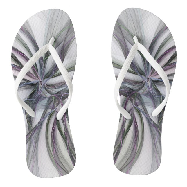 Filigree Motions Modern Abstract Swinging Fractal Flip Flops (Footbed)