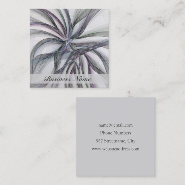 Filigree Motions Modern Abstract Swinging Fractal Square Business Card (Front/Back)