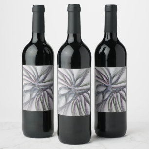 Filigree Motions Modern Abstract Swinging Fractal Wine Label