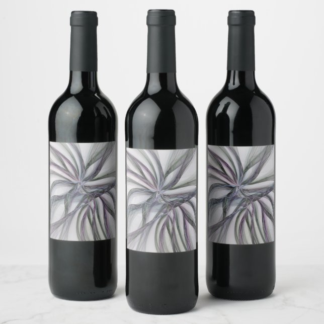 Filigree Motions Modern Abstract Swinging Fractal Wine Label (Bottles)