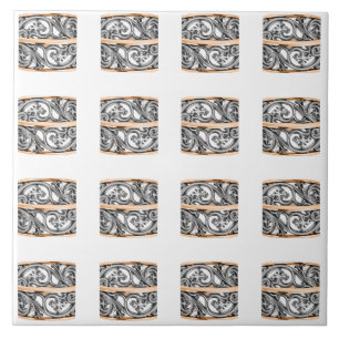 Filigree Ornamental Silver & Gold Pattern Tile