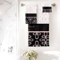 Filigree Pattern Monogram Name Elegant Pink Black