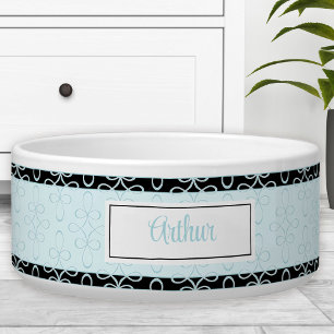 Filigree Pattern Name Blue Pet Bowl