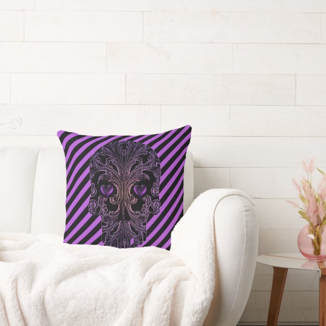 Filigree Skull in Shades of Purple Cushion (Couch)
