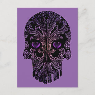 Filigree Skull in Shades of Purple Postcard