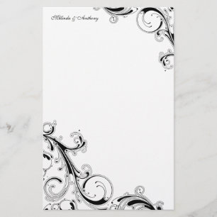 Filigree Swirl Black 5.5 x 8.5 Stationery