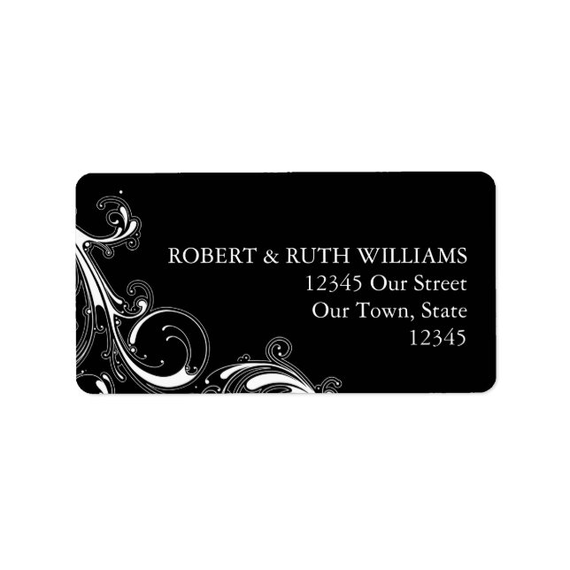 Filigree Swirl Black w/White Label (Front)