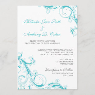 Filigree Swirl Blue Curacao Invitation