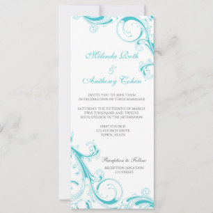 Filigree Swirl Blue Curacao Invitation