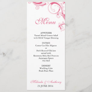 Filigree Swirl Pink Menu