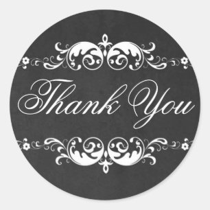 Filigree Thank You Sticker/Seal Classic Round Sticker