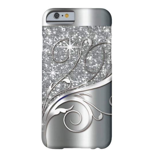 Filigree Vines Glitter Metal | silver metallic Barely There iPhone 6 Case