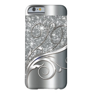 Filigree Vines Glitter Metal | silver metallic Barely There iPhone 6 Case