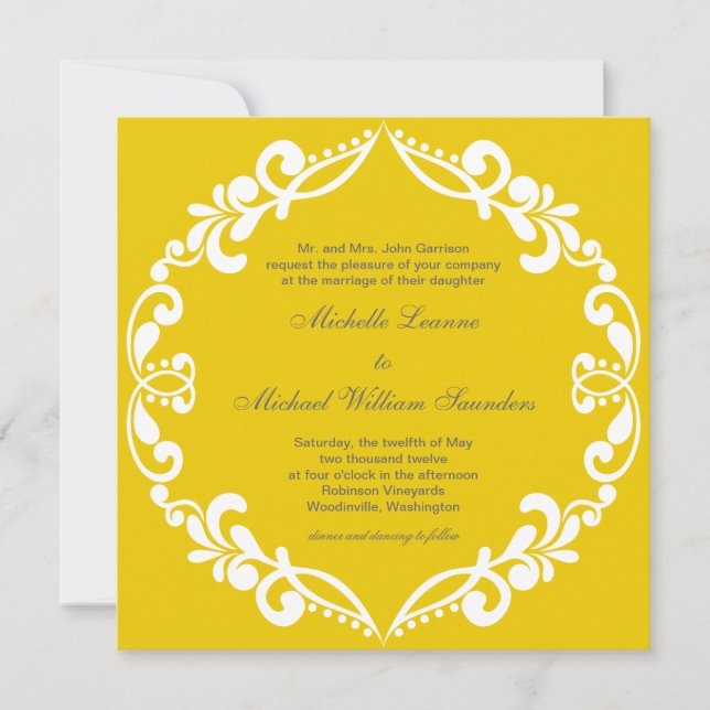 Filigree Wedding Invitation {mustard} (Front)