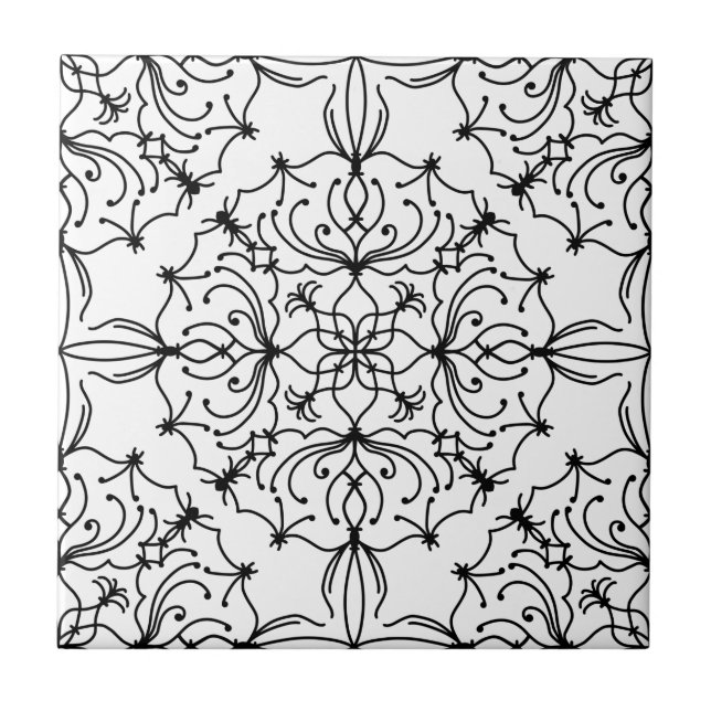 Filigree Wreath Ceramic Tile - Choose Your Color (Front)