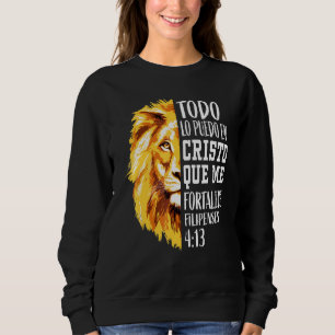 Filipenses 4 13 Men Christian Verse Lion Judah Spa Sweatshirt