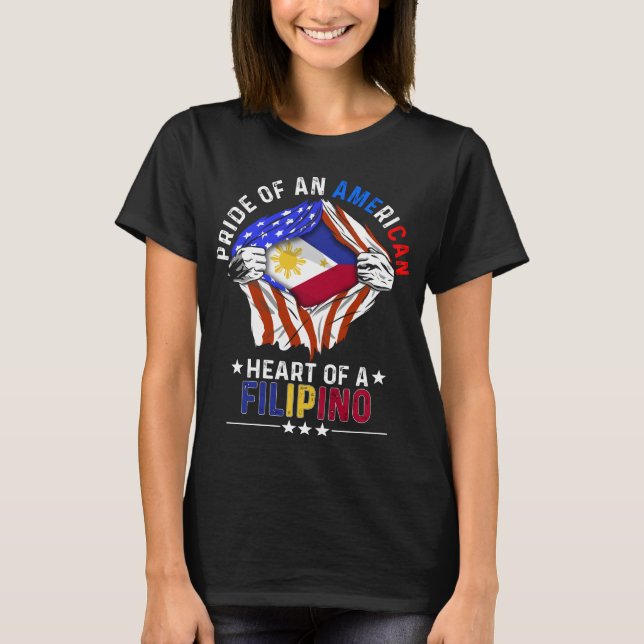 Filipina American Foreign Phillipines Flag T-Shirt (Front)