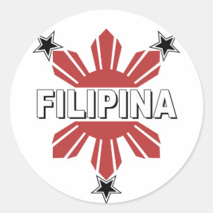 Filipina Sun and Star Classic Round Sticker