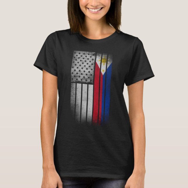 Filipino American Flag Filipino Flag T-Shirt (Front)