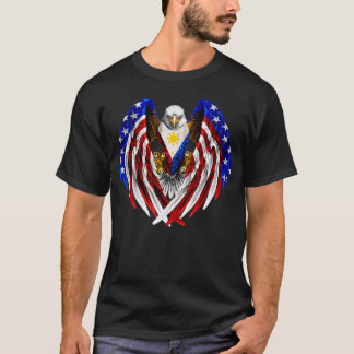 Filipino American Philippines USA Flag Eagle T  T-Shirt