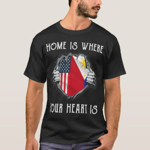 Filipino American  Philippines & USA Roots Flag T-Shirt