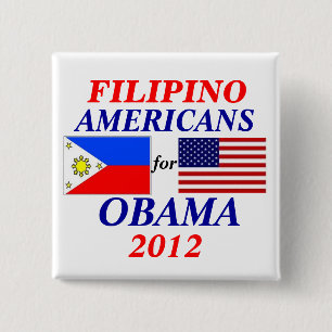 Filipino americans for Obama 15 Cm Square Badge