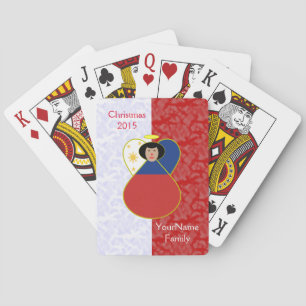 Filipino Angel Black Hair Dressed in Flag Playing Cards