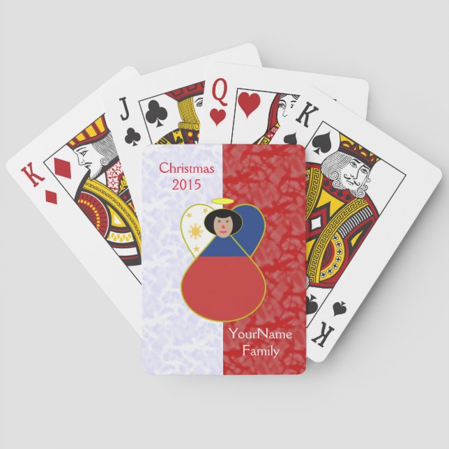 Filipino Angel Black Hair Dressed in Flag Playing Cards (Back)