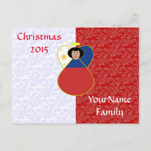 Filipino Angel Flag Red White Holiday Postcard