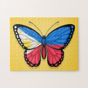 Filipino Butterfly Flag on Yellow Jigsaw Puzzle