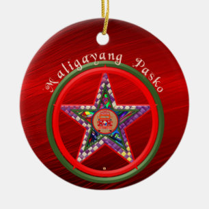 Filipino  Christmas Parol & Jeepney Ceramic Tree Decoration