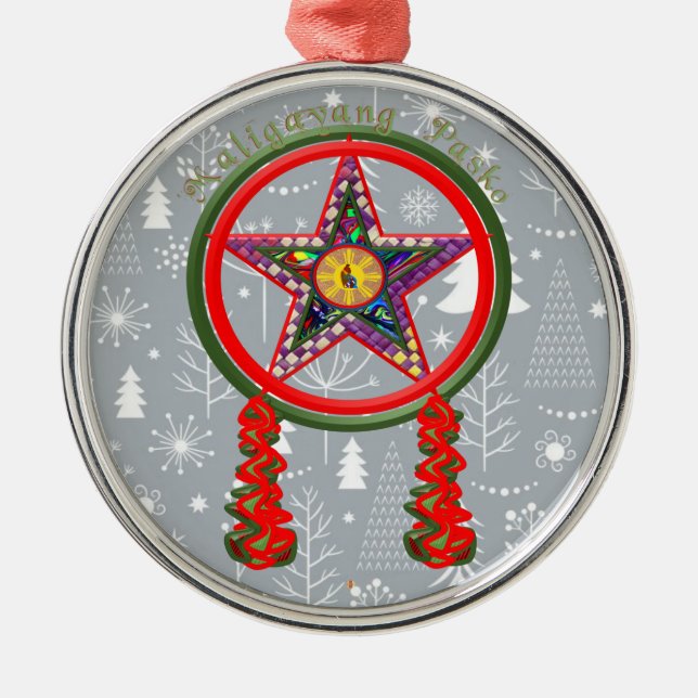 Filipino Christmas Parol Metal Tree Decoration (Front)