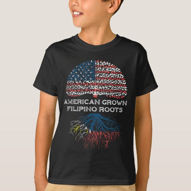 Filipino Flag Gift Women Men American Grown Roots  T-Shirt (Front)