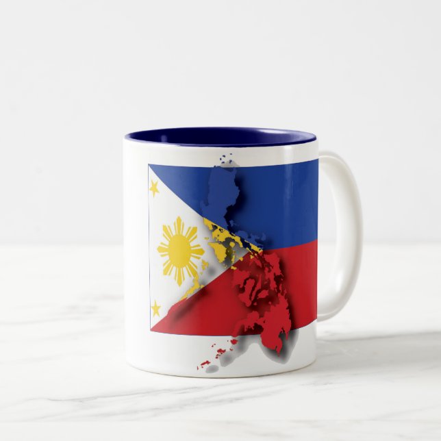 FILIPINO FLAG MAP Philippines Scripture Customised Two-Tone Coffee Mug (Front Right)