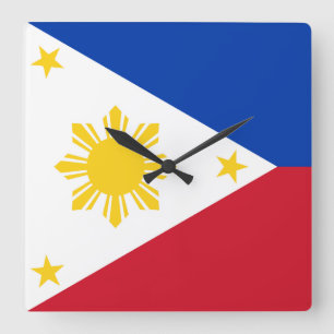 Filipino Flag Square Wall Clock