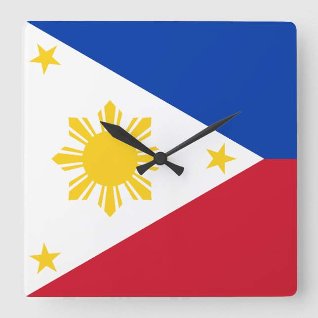 Filipino Flag Square Wall Clock (Front)