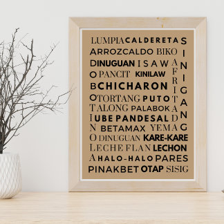 Filipino Food Black & Brown Typography Poster