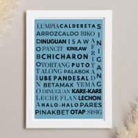 Filipino Food Blue & Black Typography Poster