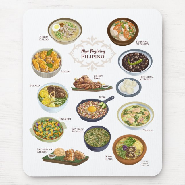 Filipino Food / Dishes / Cusine Mouse Mat (Front)