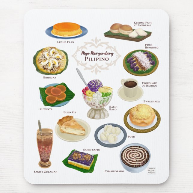 Filipino Food / Meryenda / Desserts Mouse Mat (Front)