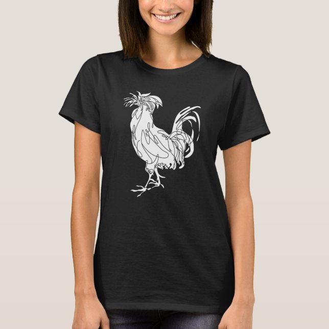 Filipino Gamecock Cockfighting Fowl White Rooster  T-Shirt (Front)