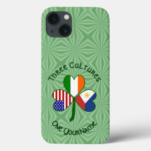 Filipino Irish American Flags Shamrock Personalise iPhone 13 Case