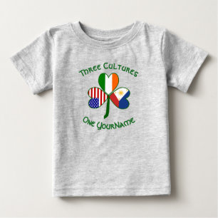 Filipino Irish USA Shamrock Flag Personalised Baby T-Shirt