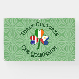 Filipino Irish USA Shamrock Flag Personalised Banner