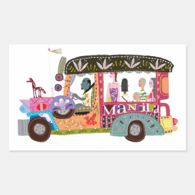 Filipino Jeepney Ride Rectangular Sticker (Front)