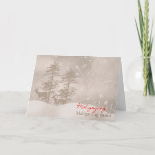 Filipino Language Happy Holidays Stylish Christmas Holiday Card